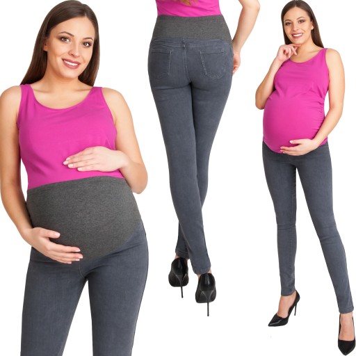 SPODNIE CIĄŻOWE JEANS RURKI Z PANELEM