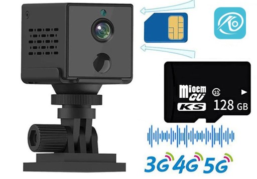MINI KAMERA BEZPRZEWODOWA NA BATERIE FULL HD GSM NA KARTĘ SIM 128GB SD