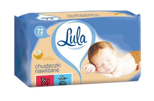 LULA Chusteczki Nawilżane Dla Dzieci z Rumiankiem 72 Sztuki