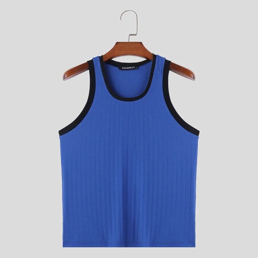 2024 Men Tank Tops Patchwork O-neck Sleeveless Ski
