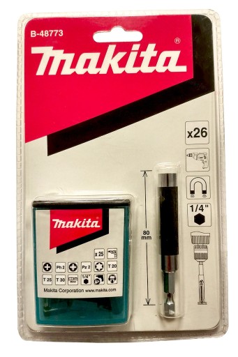 MAKITA ZESTAW BITÓW 25x + UCHWYT 80MM B-48773