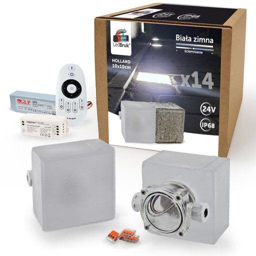 14x Kostka Brukowa LED 24V 10x10cm BZ 5300K IP68