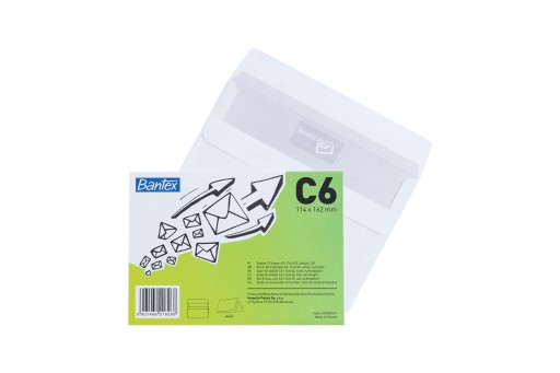 Koperta bez okienka C6 (114 x 162 mm) Bantex biała 25 szt.