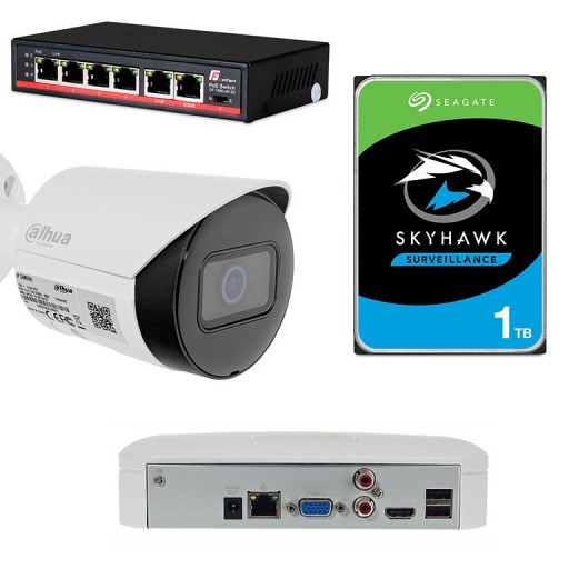 Dahua 4MP 1 kamera JASNY OBIEKTYW DETEKCJA SMD 1TB
