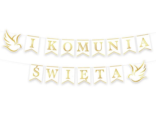 Baner komunijny girlanda PIERWSZA KOMUNIA dekoracja do zawieszenia 250 cm