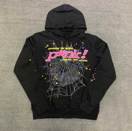 Sweter z kapturem Spider Web Hip-Hop Neutralna luź