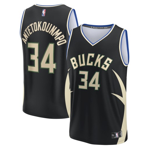 Antetokounmpo Black Milwaukee Bucks Fast Break Replica Player Jersey
