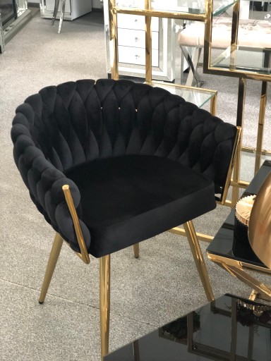 Fotel krzesła welur glamour czarno złote