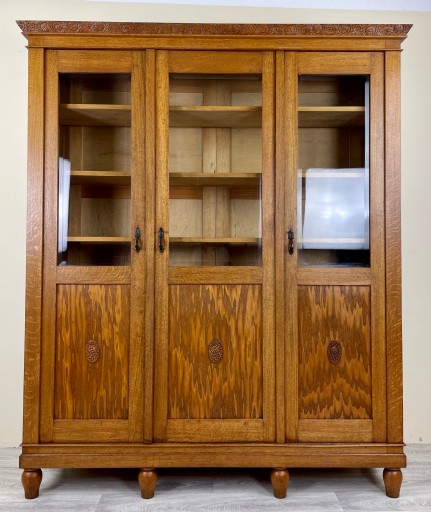STYLOWA DĘBOWA BIBLIOTEKA WITRYNA ART DECO SECESJA LITY DĄB 5 PÓŁEK D18