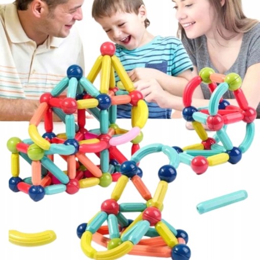XXL KLOCKI MAGNETYCZNE EDUKACJA MAGNETIC STICKS 78