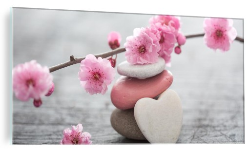 Картина на стекле, цветы, сердце, для гостиной 120