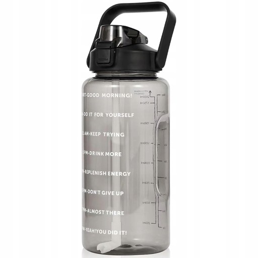 DUŻY BUTELKA NA WODĘ ZE SŁOMKĄ BIDON NA SIŁOWNIĘ FITNESS BPA FREE 2000ml
