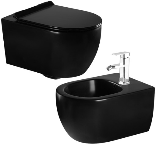 MEXEN CARMEN MISKA WC RIMLESS DESKA WOLNOOPADAJĄCA BIDET CZARNY