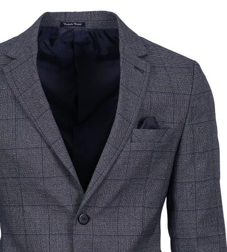 MARYNARKA MĘSKA GRANATOWA W KRATĘ WIZYTOWA ELEGANCKA CASUAL TURECKA 56
