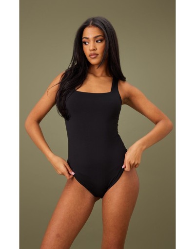PrettyLittlething BODY CZARNE NA GRUBYCH RAMIĄCZKACH R.L E588113