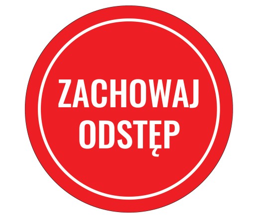 NAKLEJKA informacyjna ZACHOWAJ ODLEGŁOSĆ ODSTĘP 15