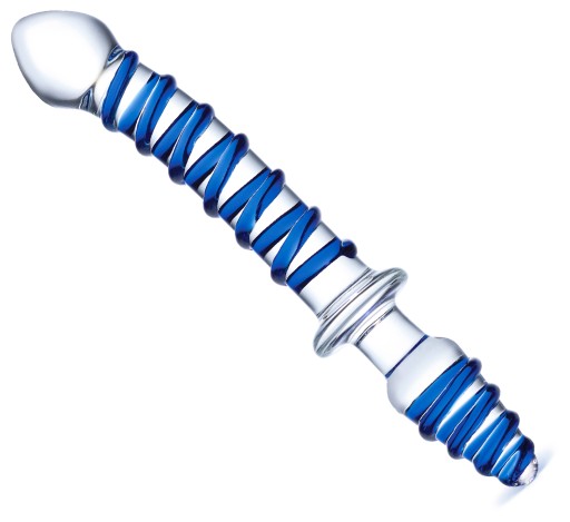 BUTT PLUG GLAS MR SWIRLY DOUBLE ENDED GLASS DILDO