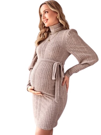 SHEIN SUKIENKA CIĄŻOWA DZIANINOWA BEŻOWA 38 ŁJC