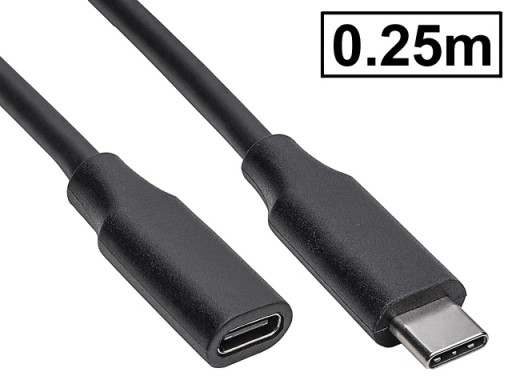 Przedłużacz USB-C USB3.1 SuperSpeed+ 10Gb/s 4K/60Hz C/wtyk-C/gniazdo 0.25m
