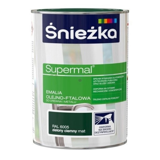 Śnieżka Olejna ZIELONY CIEMNY RAL6005 MAT 0,8L Supermal farba