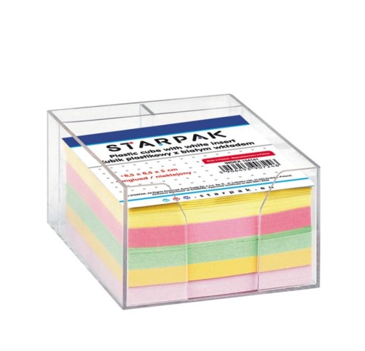 Kubik plastikowy duży kolorowe karteczki