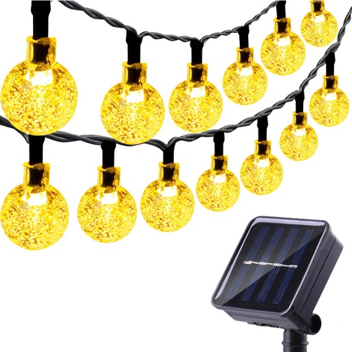 GIRLANDA LAMPKI SOLARNE OGRODU BALKON TARAS ZEWNĘTRZNE 50 LED 9,5M