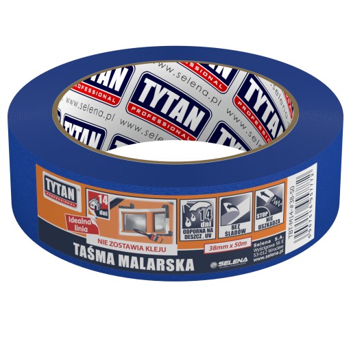 Taśma Maskująca Tytan Professional 38mm x 50m Malarska Niebieska Papierowa