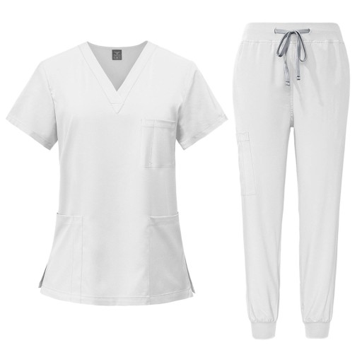 KOMPLET MEDYCZNY DAMSKI SCRUB UNIFORM RÓŻNE KOLORY BIAŁY ROZMIAR S