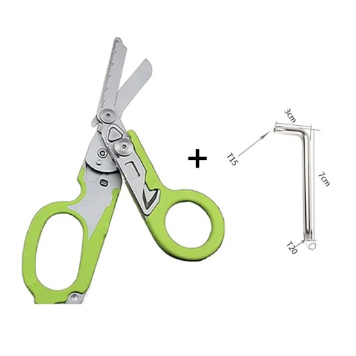 1PC Multi-Functional Tactical Foldable Medical Scissors Ruler Wrench Mini