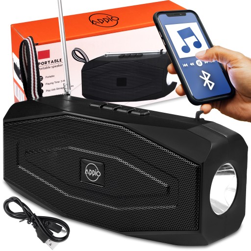 GŁOŚNIK BEZPRZEWODOWY Bluetooth RADIO LATARKA LED