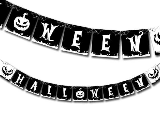 BANER GIRLANDA NA HALLOWEEN Czarna Mroczny 2 m