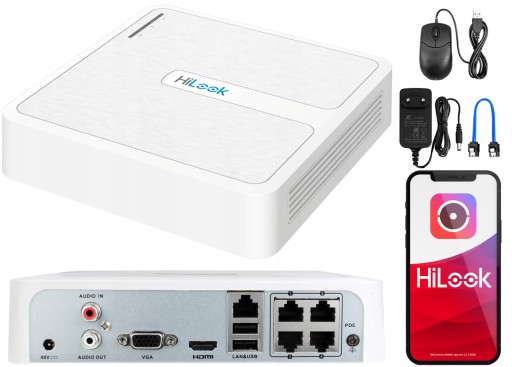 Rejestrator IP PoE 4x PoE 6Mpx HiLook NVR-4CH-H/4P Nagrywarka IP do 4 kamer