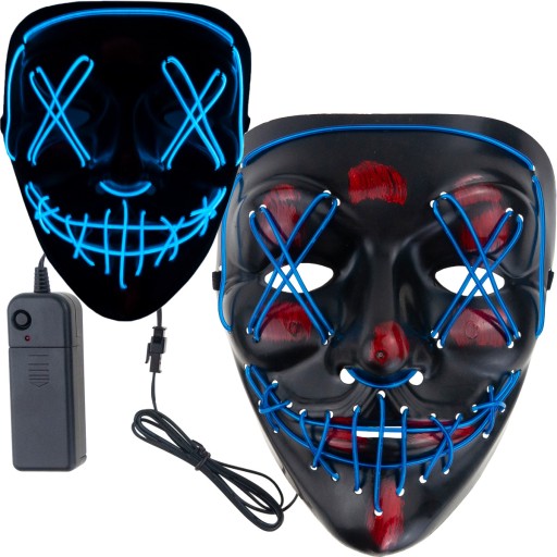 MASKA LED ŚWIECĄCA LED HALLOWEEN IMPREZA NIEBIESKA
