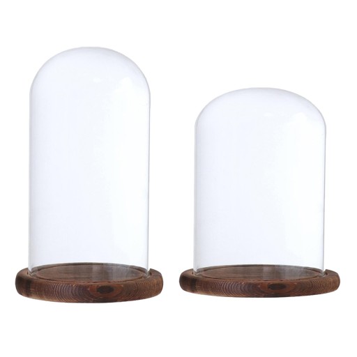 kopuła Cloche z drewnianą podstawą 10x25cm 12x20cm