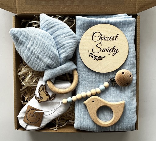 Prezent Chrzest Święty Gift Box Pamiątka Chrztu Świętego dla chłopca