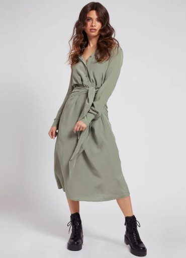 GUESS SUKIENKA KOSZULOWA KHAKI MIDI XS 0A4D6*