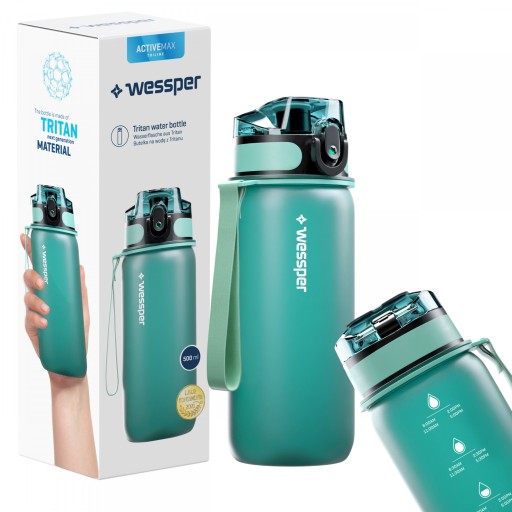 BUTELKA DO WODY MOTYWACYJNA Z MIARKĄ Z TRITANU WESSPER ACTIVEMAX 0,5l