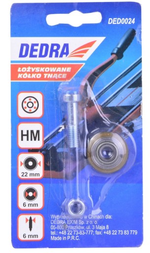 DEDRA KÓŁKO 22/6MM ŁOŻYSKOWANE ZE ŚRUBĄ DO1163-080