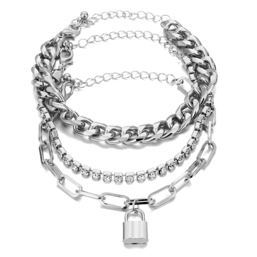 Punk Heavy Metal Crystal Lock bransoletka z wisiorkiem zestaw kobiet Hip