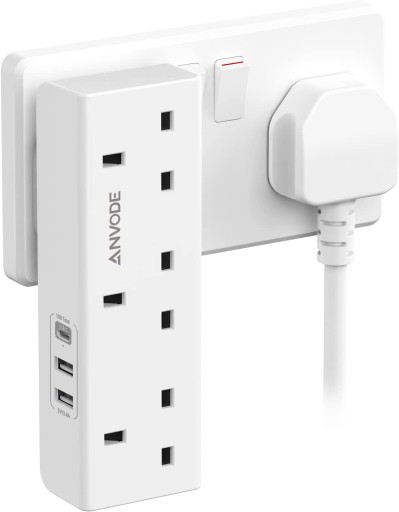 Adapter gniazd z wieloma wtyczkami z 3 USB (1 typ C) UK