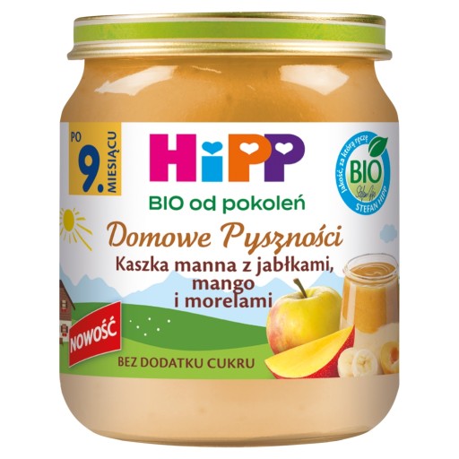 Deserek HiPP BIO Kaszka manna z jabłkami mango i morelami 200g