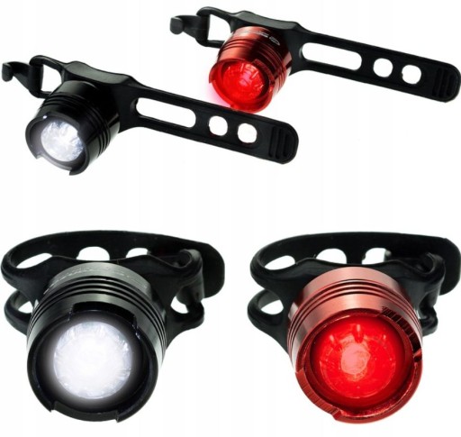 Zestaw Lampek LED Rowerowych PRZÓD + TYŁ + BATERIE