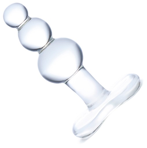 TAPERED BASE GLAS BEADED GLASS BUTT PLUG WITH