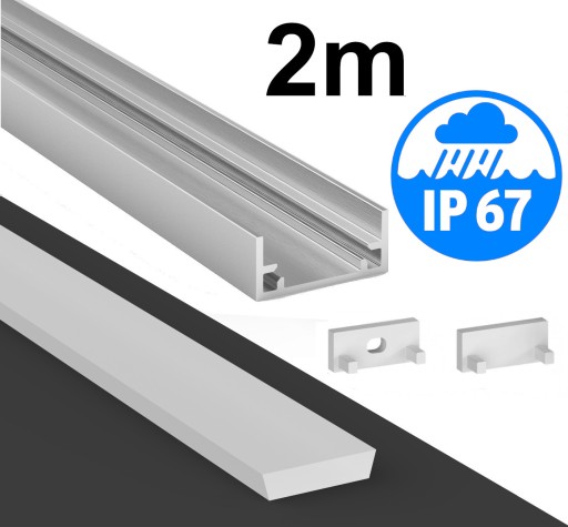 PROFIL LED WODOODPORNY IP67 P11-1 SREBRNY ZESTAW
