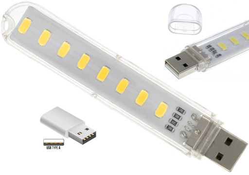 Lampka USB 5V 8 x Dioda LED SMD USB do PowerBank