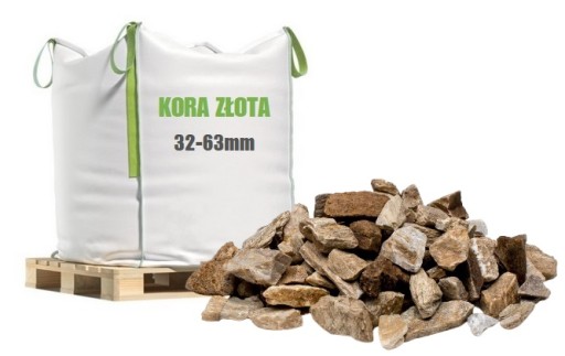 Kora kamienna złota GOLD 32-63 mm gnejs kamień ogród BIG BAG 1200kg 1,2t