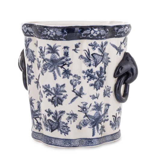 Wazon doniczka biała niebieska osłonka dekoracja stylowa porcelanowa