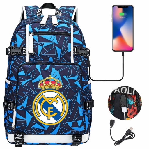 DUŻY PLECAK REAL MADRYT A4 WZORY WODOODPORNY
