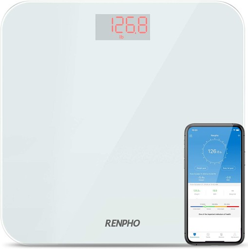 WAGA ŁAZIENKOWA BLUETOOTH BMI BIAŁA LED APLIKACJA