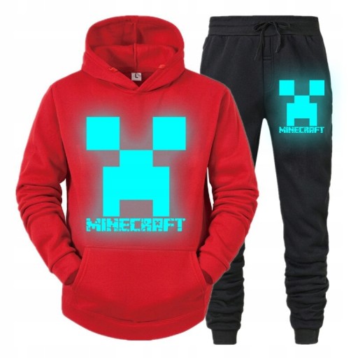 DRES MINECRAFT BLUZA SPODNIE ŚWIECĄCY W CIEMNOŚCI